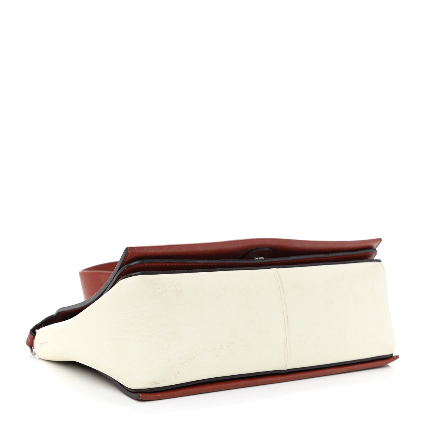 Shiny Smooth Calfskin Medium Frame Shoulder Bag Maple White