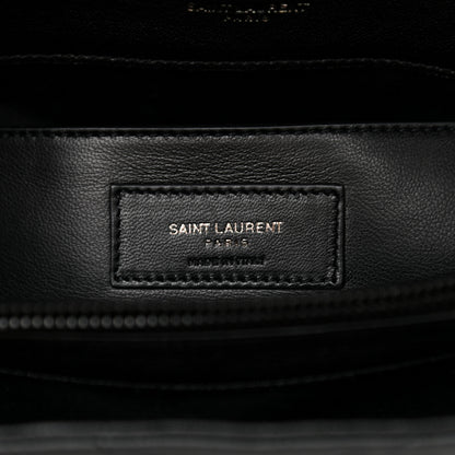 Saint Laurent Sheepskin Matelasse Chevron Monogram Monochrome Large College Satchel Black 6 of 9