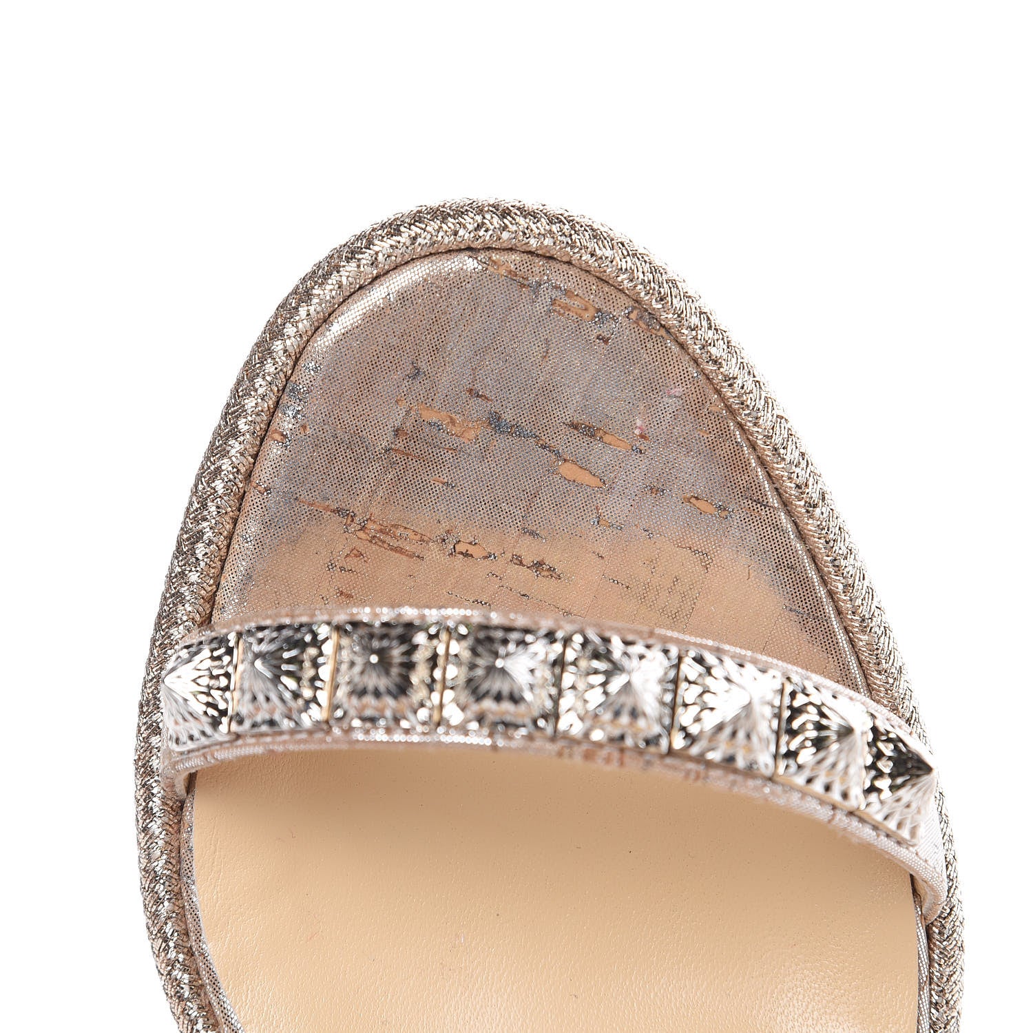 Christian Louboutin Cork Studded Pyradiams 110 Platform Sandals 36 Gold 9 of 9