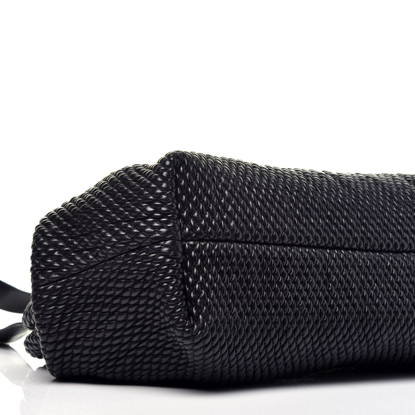 Calfskin Knit Large The Point Triangle Bag Black