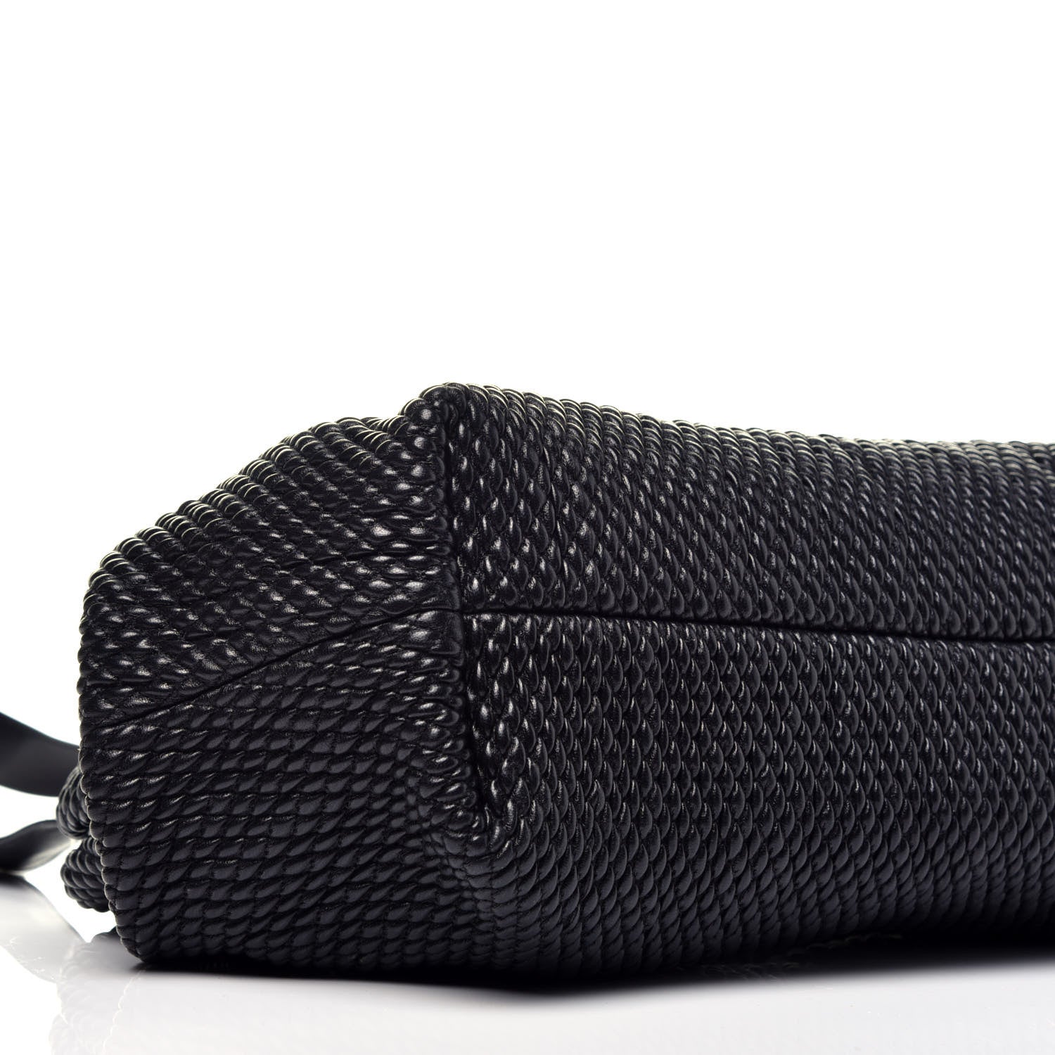 Bottega Veneta Calfskin Knit Large The Point Triangle Bag Black 7 of 8