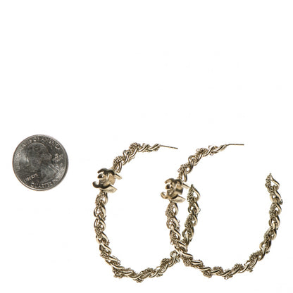 Chanel Lambskin CC Turnlock Chain Hoop Earrings Matte Gold 2 of 4