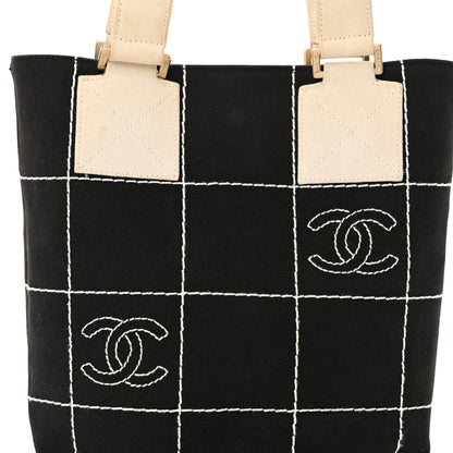 Chanel Canvas Square Stitched CC Small Tote Bag Black 8 of 19