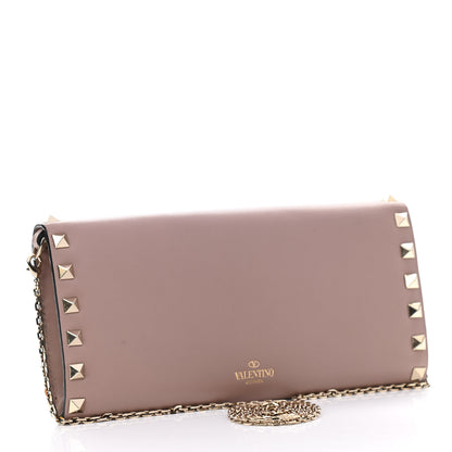 Valentino Garavani Vitello Rockstud Flap Wallet On Chain Poudre 4 of 12