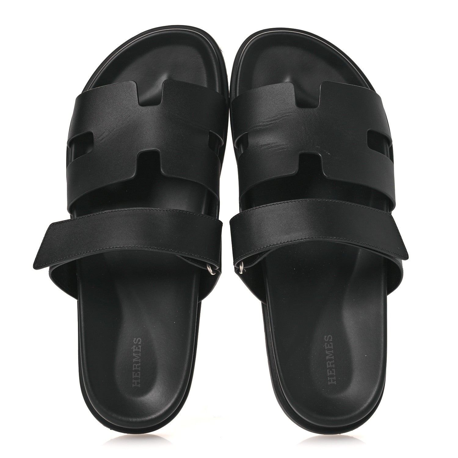 Hermes Calfskin Mens Chypre Sandals 44 Black 2 of 14