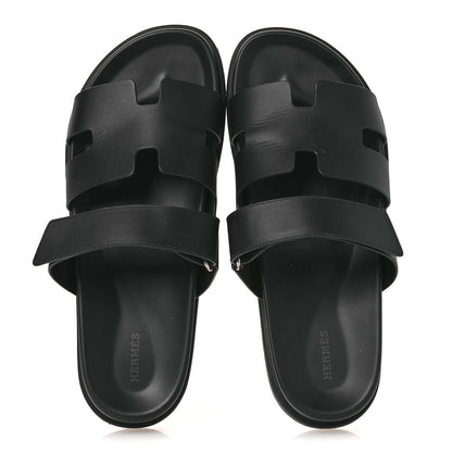 Hermes Calfskin Mens Chypre Sandals 44 Black 2 of 14