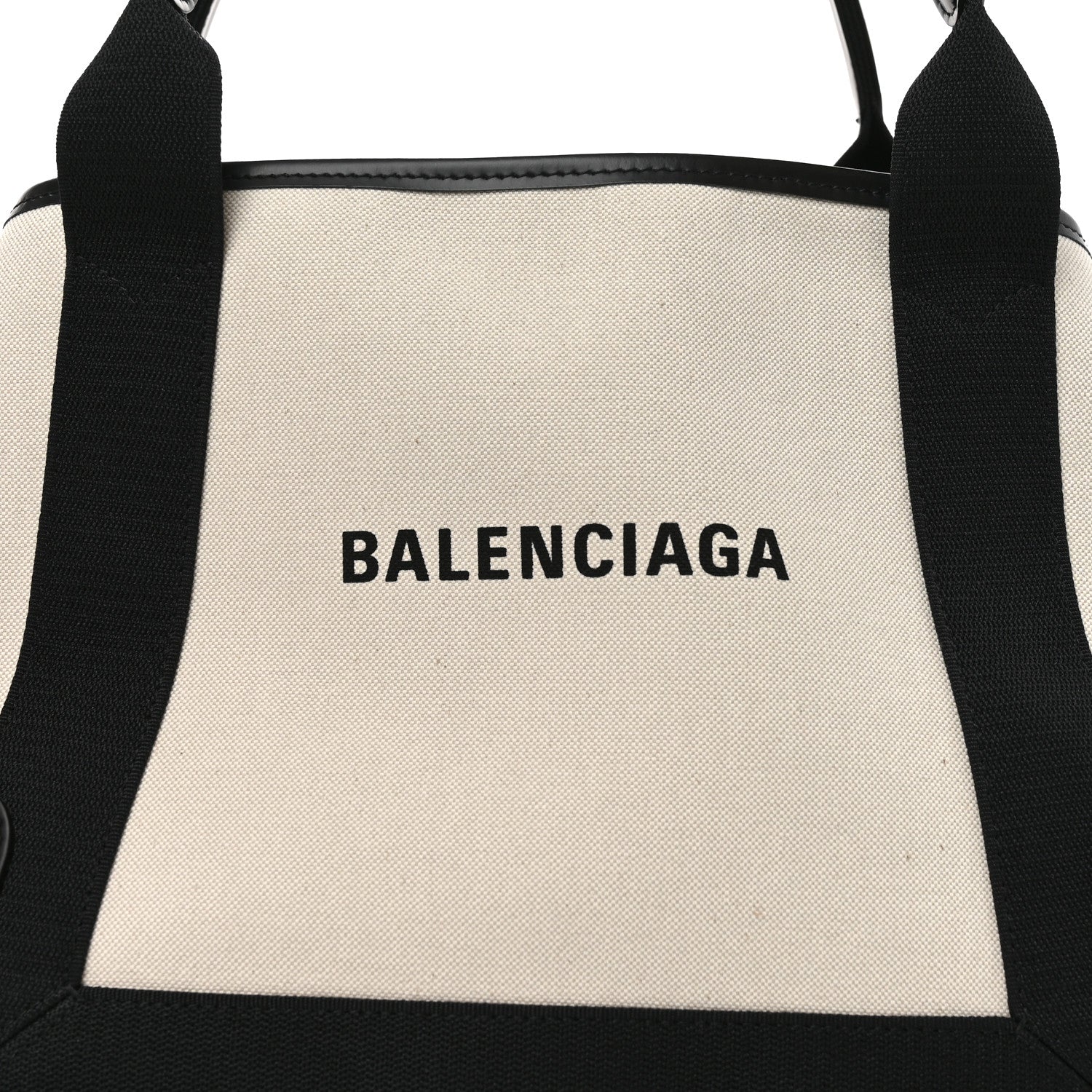 Balenciaga Cotton Canvas Satin Calfskin S Navy Cabas Natural Black 9 of 12