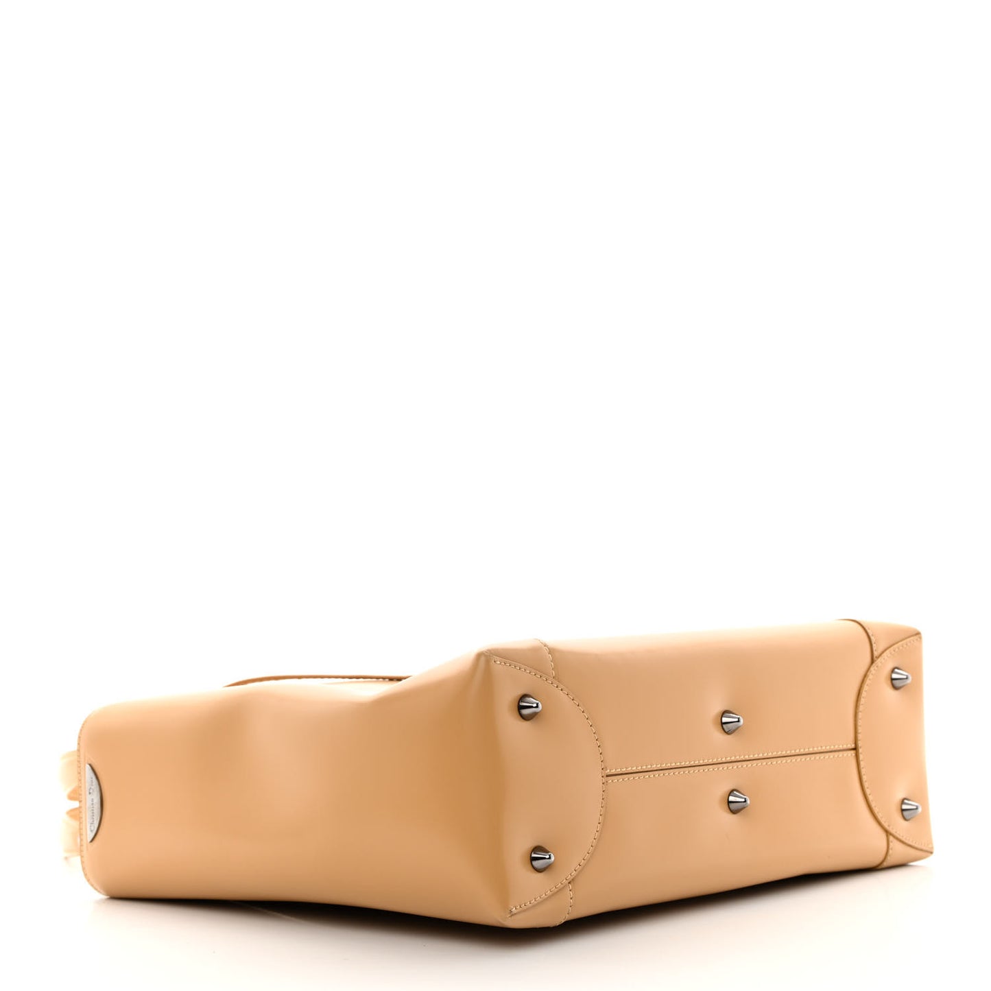 Calfskin Maris Pearl Beaded Top Handle Bag Beige
