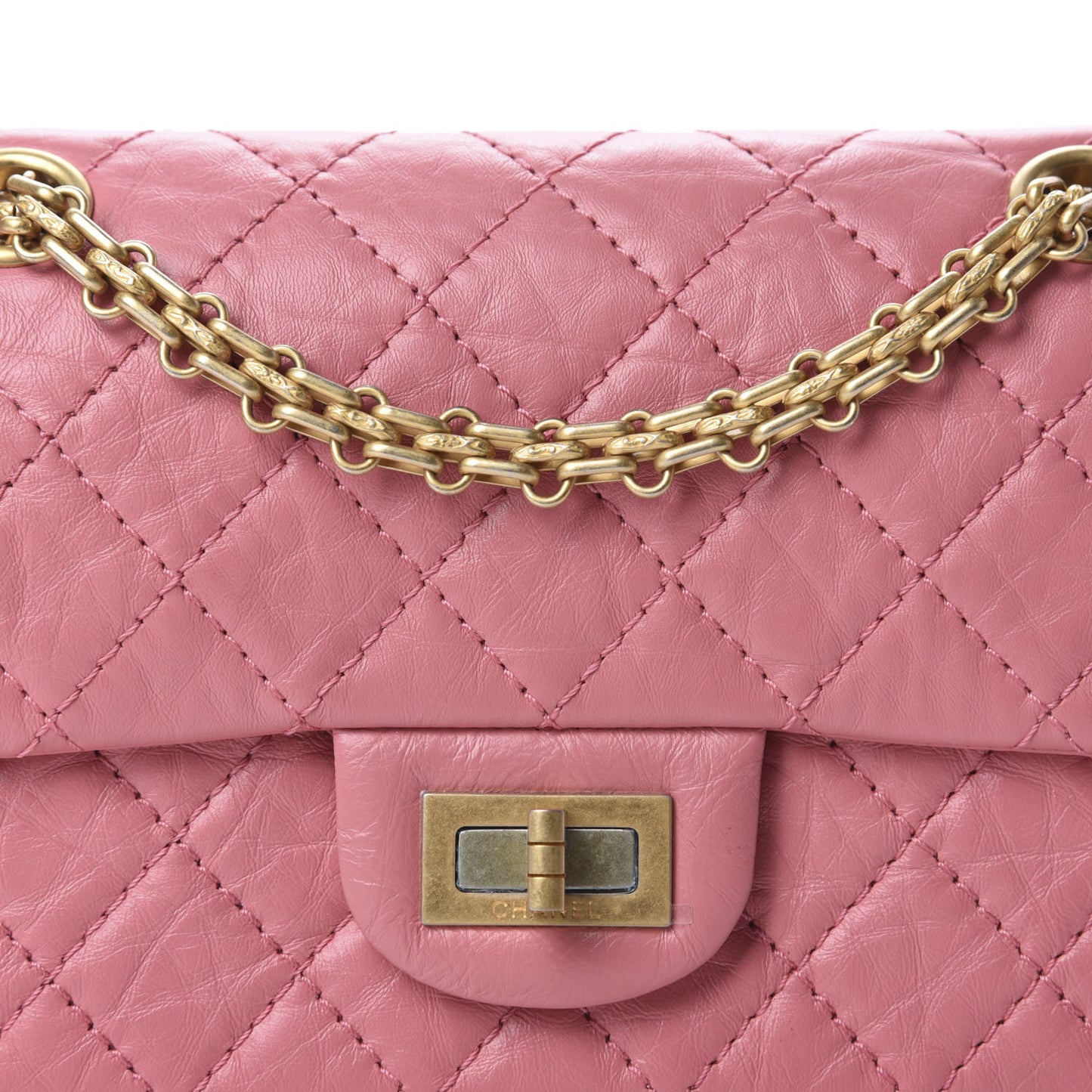 Aged Calfskin Quilted 2.55 Reissue Mini Flap Pink