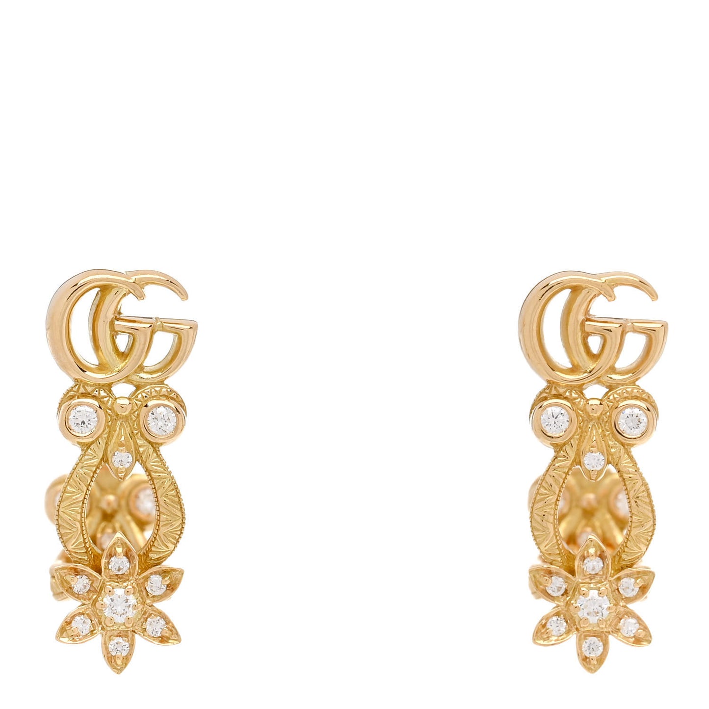 18K Yellow Gold Diamond Flora Pave Earrings