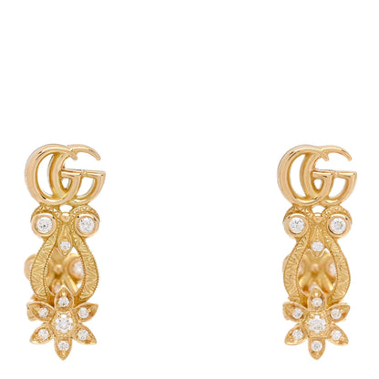 Gucci 18K Yellow Gold Diamond Flora Pave Earrings 1 of 6