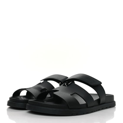 Hermes Calfskin Womens Chypre Sandals 39.5 Black 3 of 9