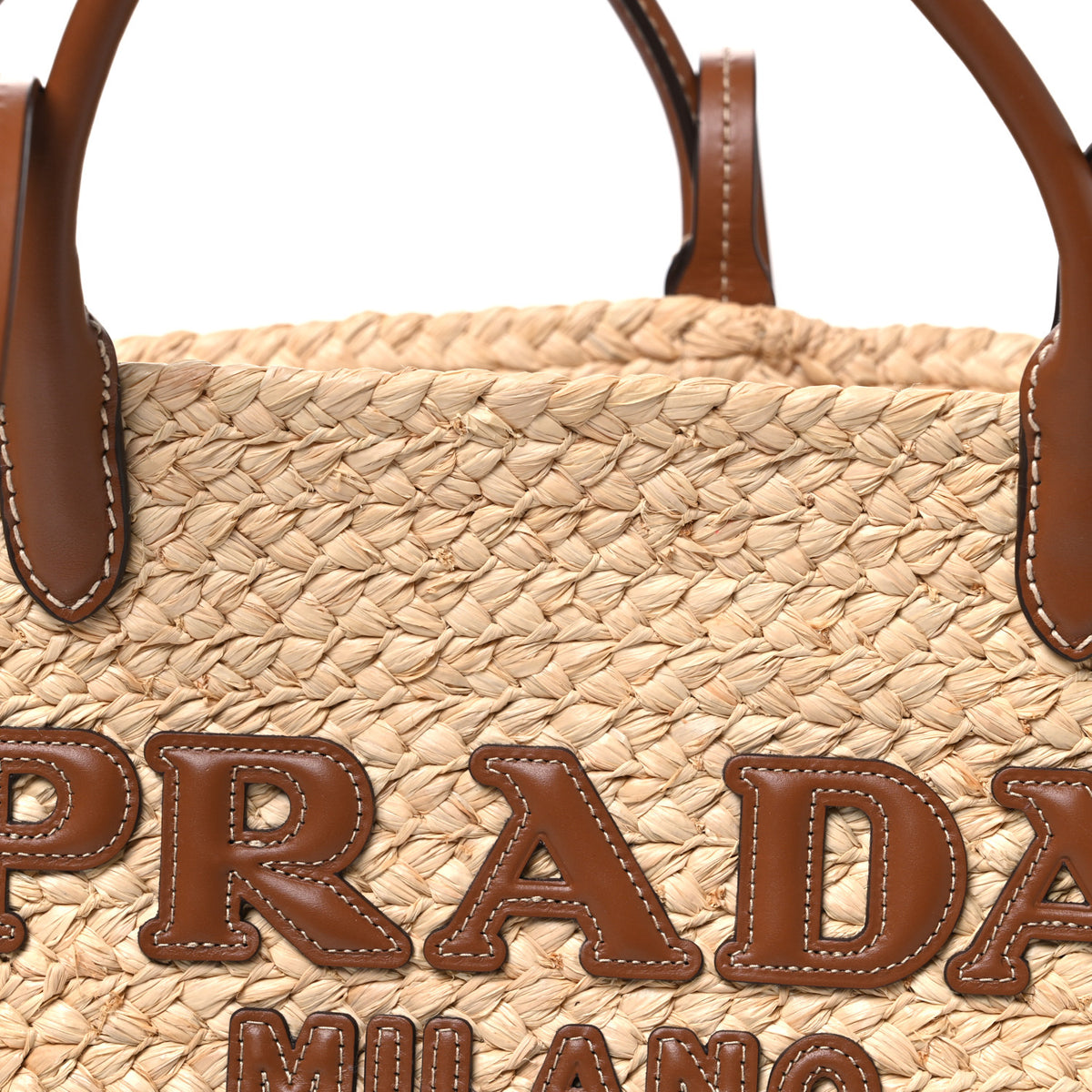 Prada Palmitto Vitello Woven Braided Large Basket Tote Bag Naturale Cognac 7 of 9