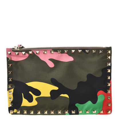 Valentino Garavani Nylon Camouflage Print Rockstud Zip Pouch Multicolor 1 of 9