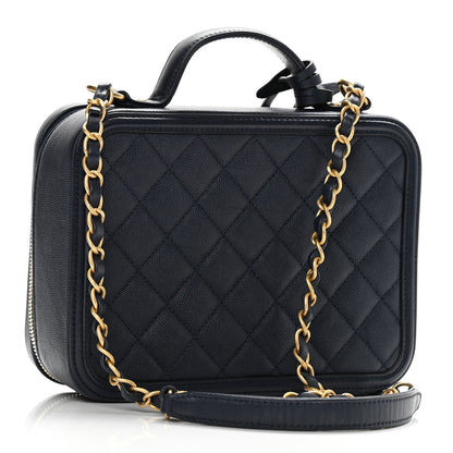 Chanel Caviar Quilted Medium CC Filigree Vanity Case Navy 3 of 11