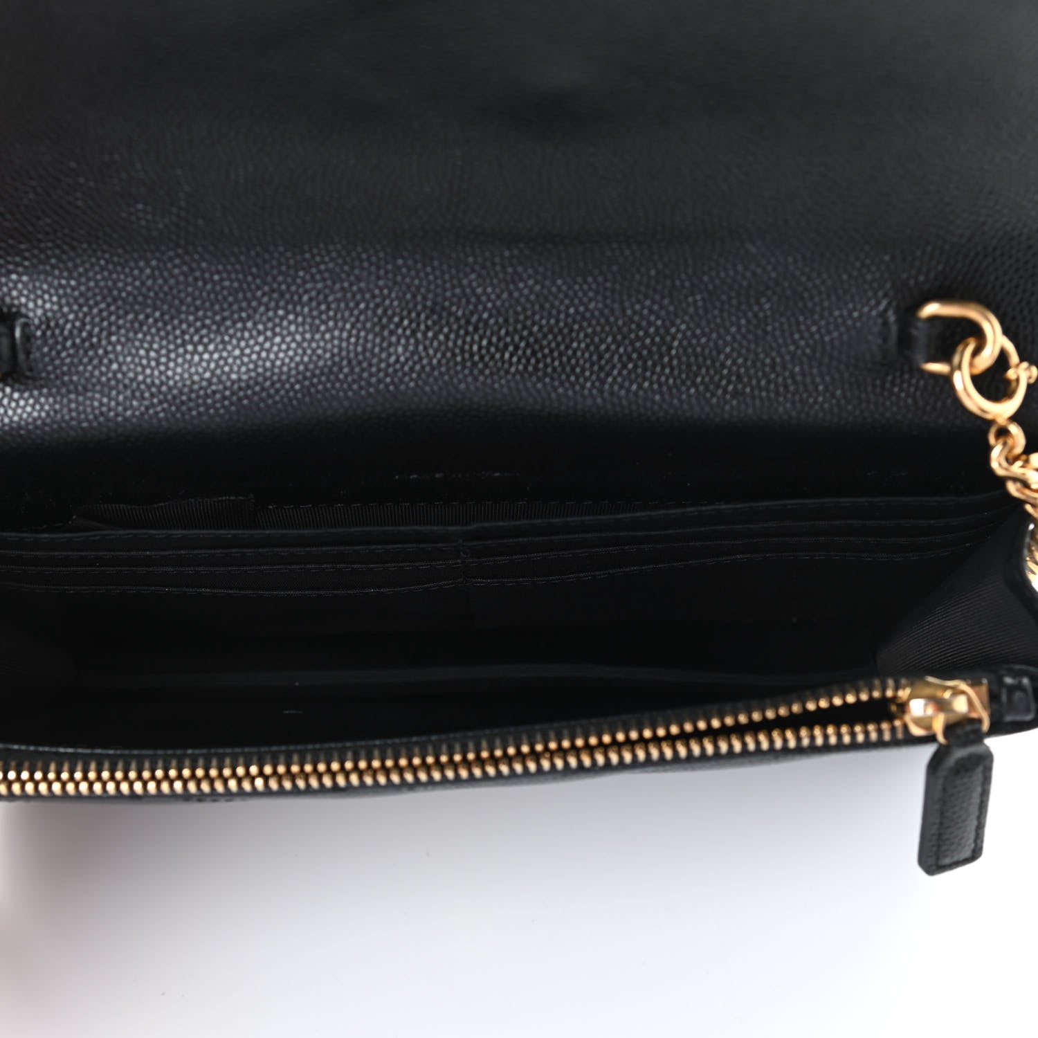 Saint Laurent Grain De Poudre Matelasse Chevron Monogram Chain Wallet Black 5 of 8