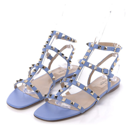 Valentino Garavani Nappa Rockstud Gladiator Flat Sandals 38.5 Angel 3 of 8