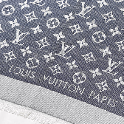 Louis Vuitton Silk Wool Monogram Denim Shawl Blue 3 of 4