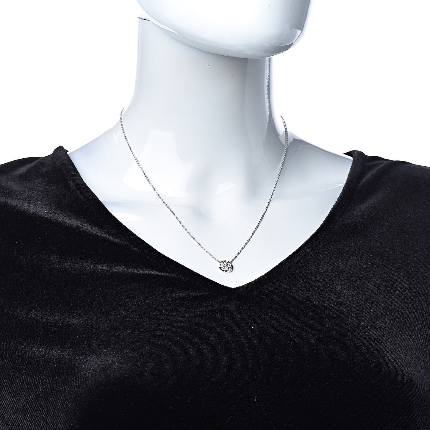 18K White Gold Diamond Blossom BB Pendant Necklace