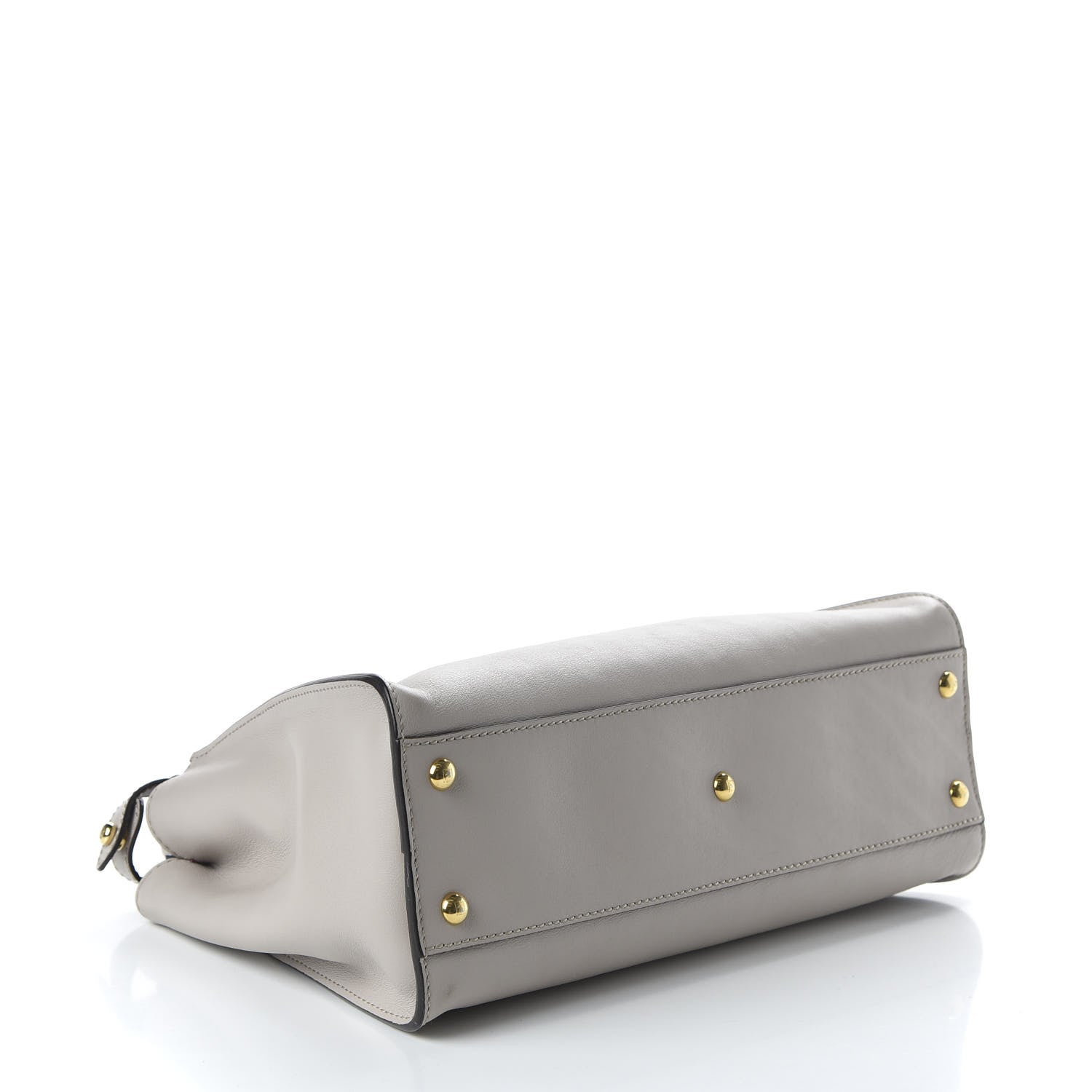 Fendi Vitello Seta Shiny Nappa Medium Peekaboo Iconic Satchel Grigio Polvere Magenta 4 of 9