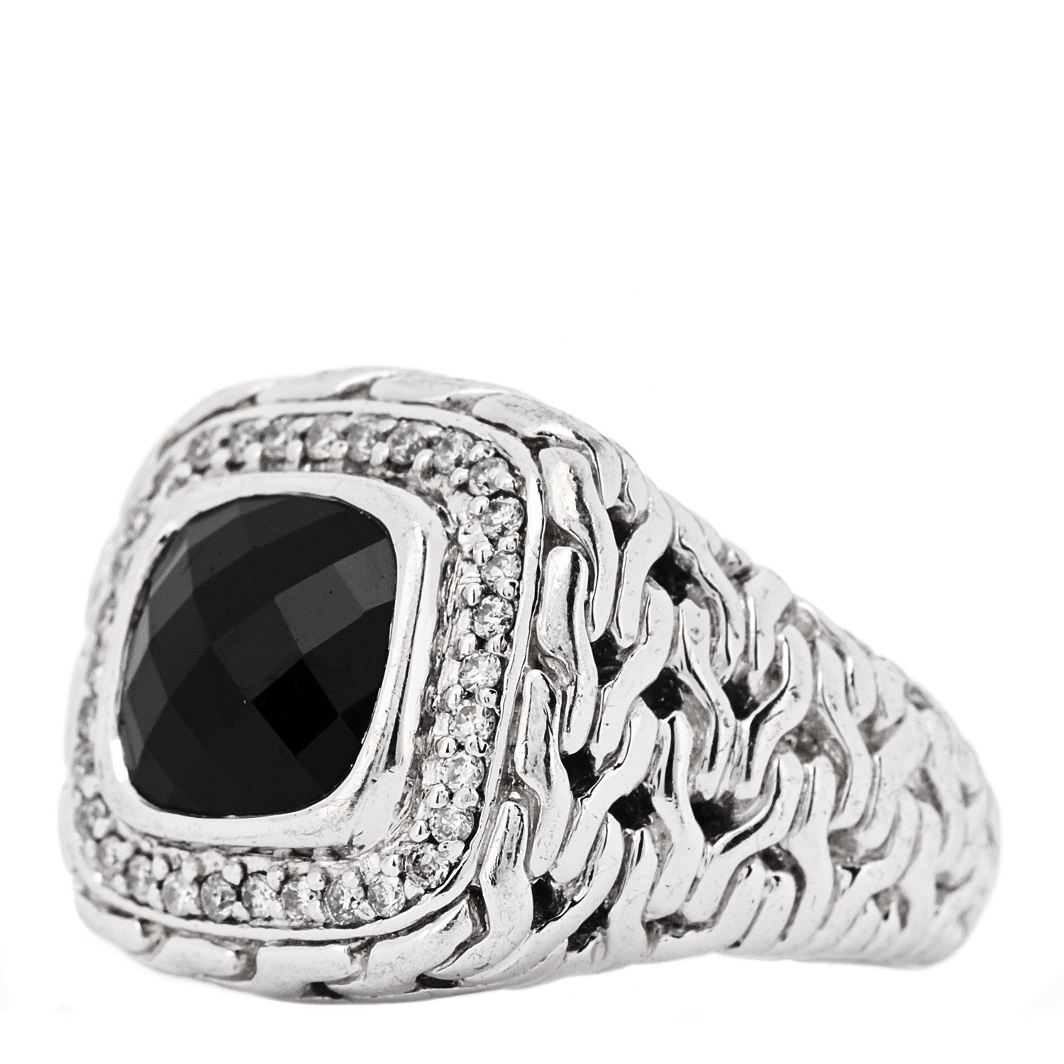 John Hardy Sterling Silver Black Garnet Diamond Classic Chain Ring 52 6 3 of 6