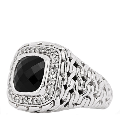 John Hardy Sterling Silver Black Garnet Diamond Classic Chain Ring 52 6 3 of 6