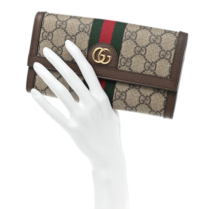 Gucci GG Supreme Monogram Web Ophidia Continental Wallet Brown 2 of 9
