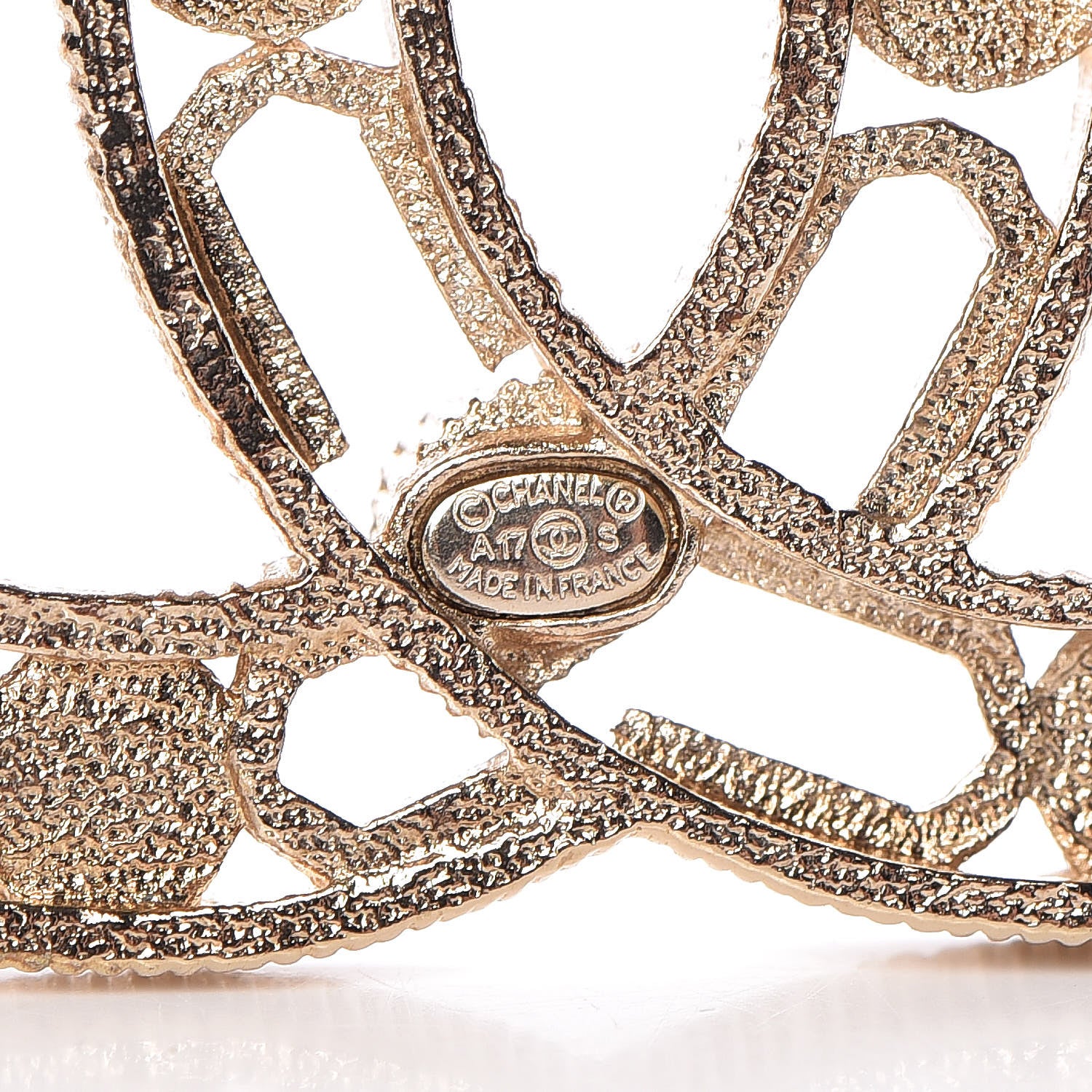 Chanel Pearl Crystal CC Brooch Gold Grey 4 of 4