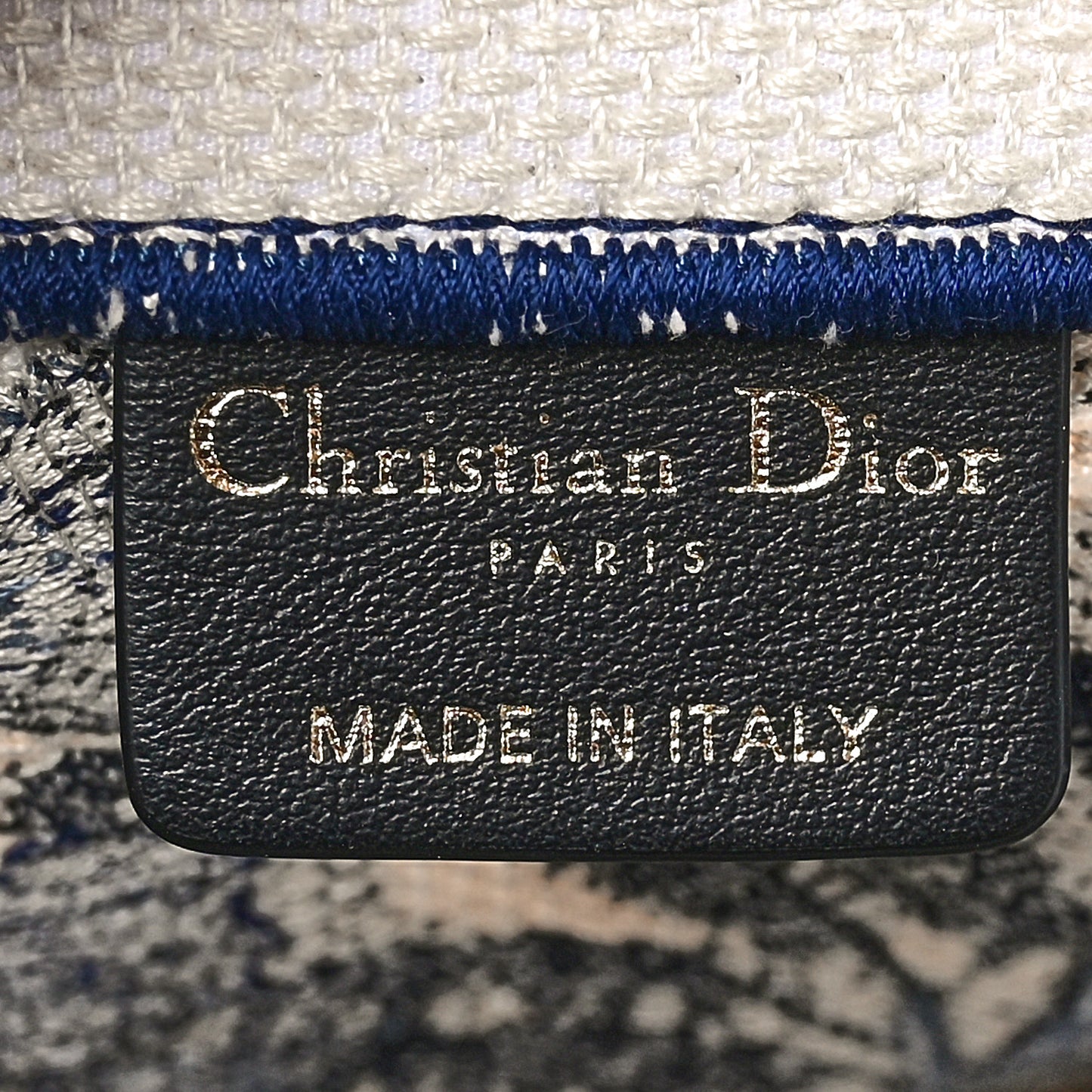 Canvas Embroidered Large Palm Tree Toile De Jouy Book Tote Blue