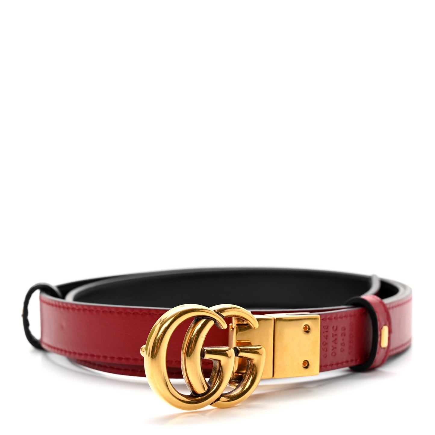 Plutone Calfskin Double G Reversible 20mm Belt 95 38 Black Red