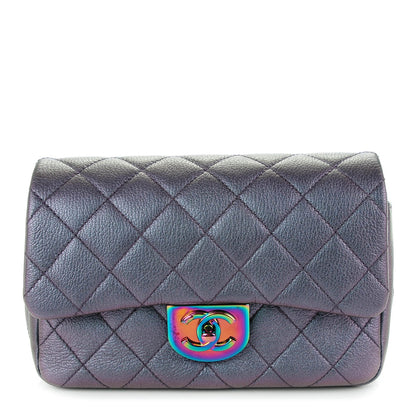 Chanel Iridescent Goatskin Quilted Small Double Carry Waist Chain Flap Purple 1 of 7