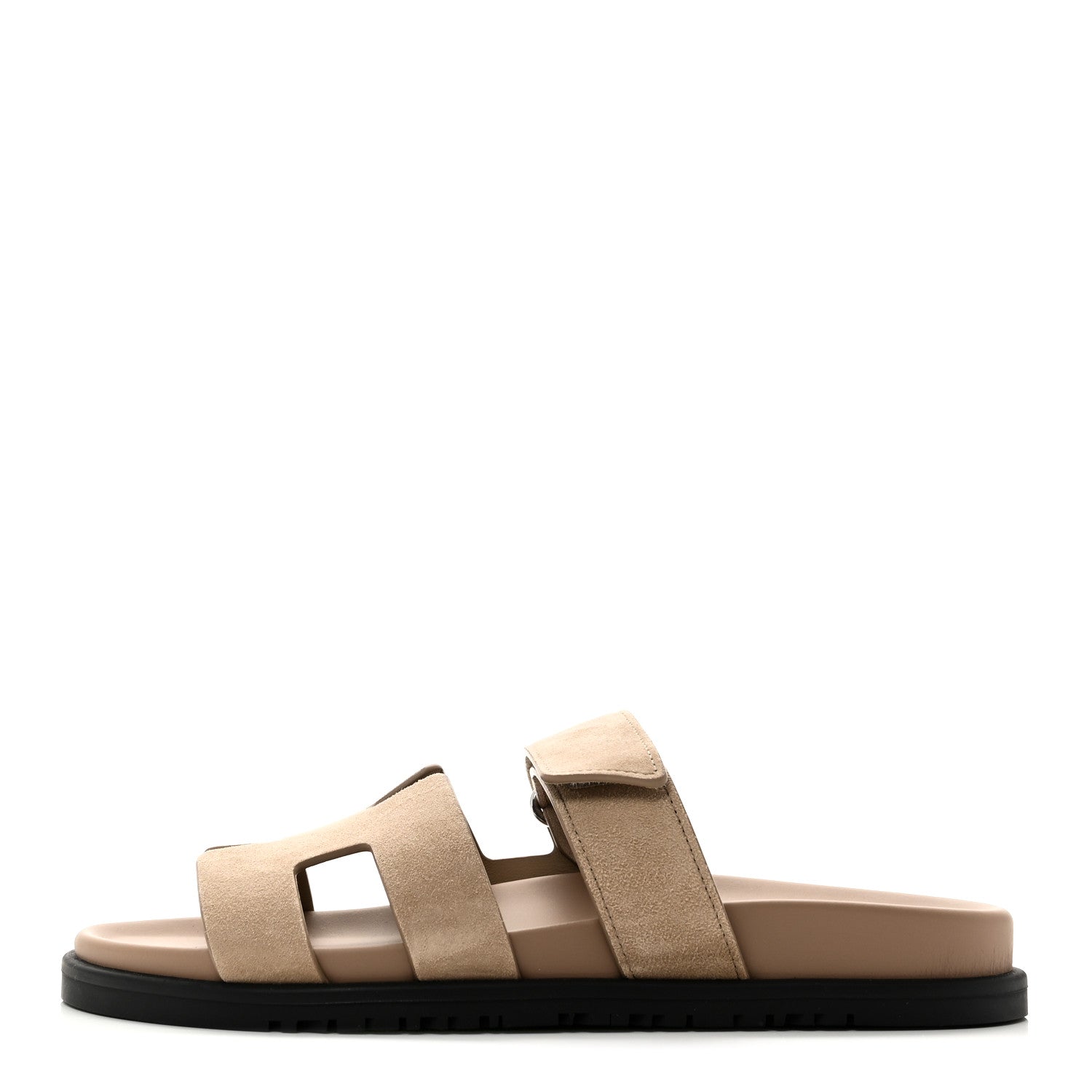 Hermes Suede Goatskin Womens Chypre Sandals 38 Beige Sable 1 of 10