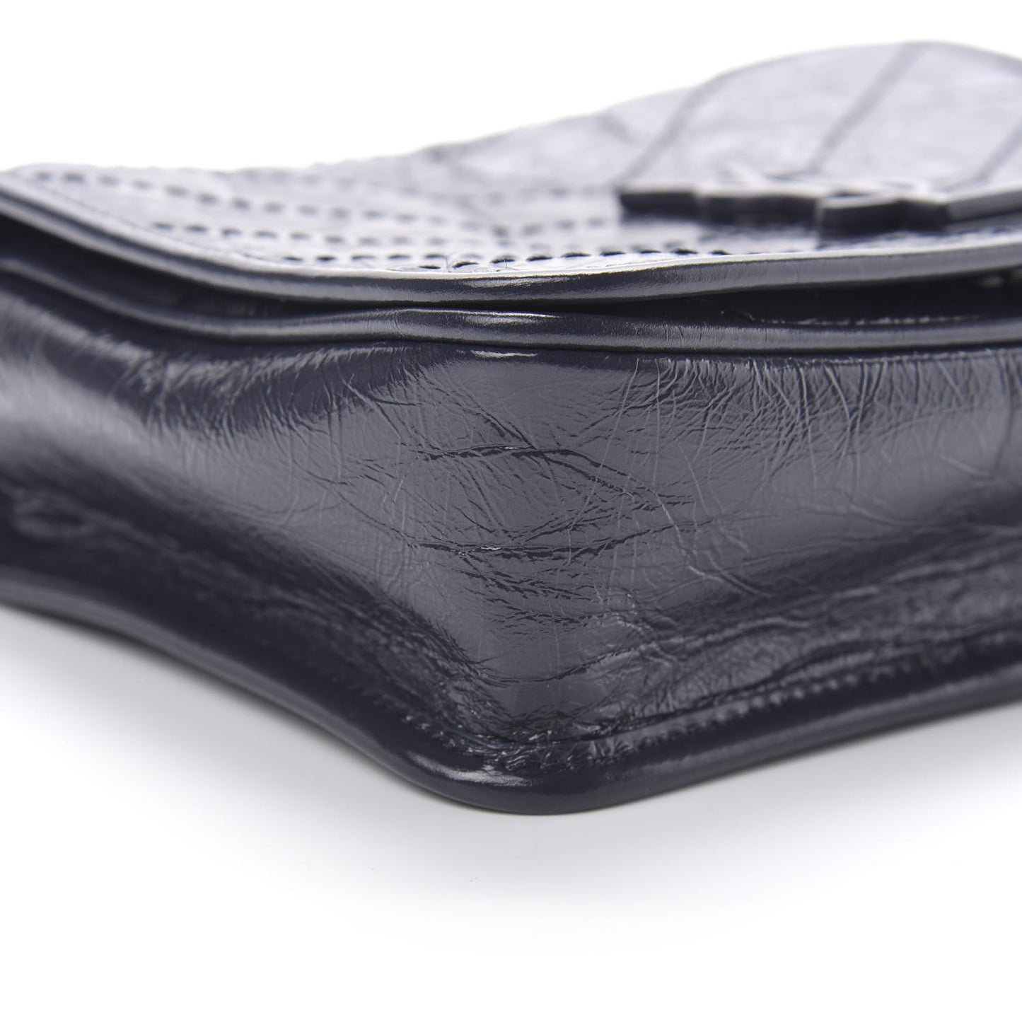 Crinkled Calfskin Matelasse Monogram Niki Chain Wallet Deep Marine