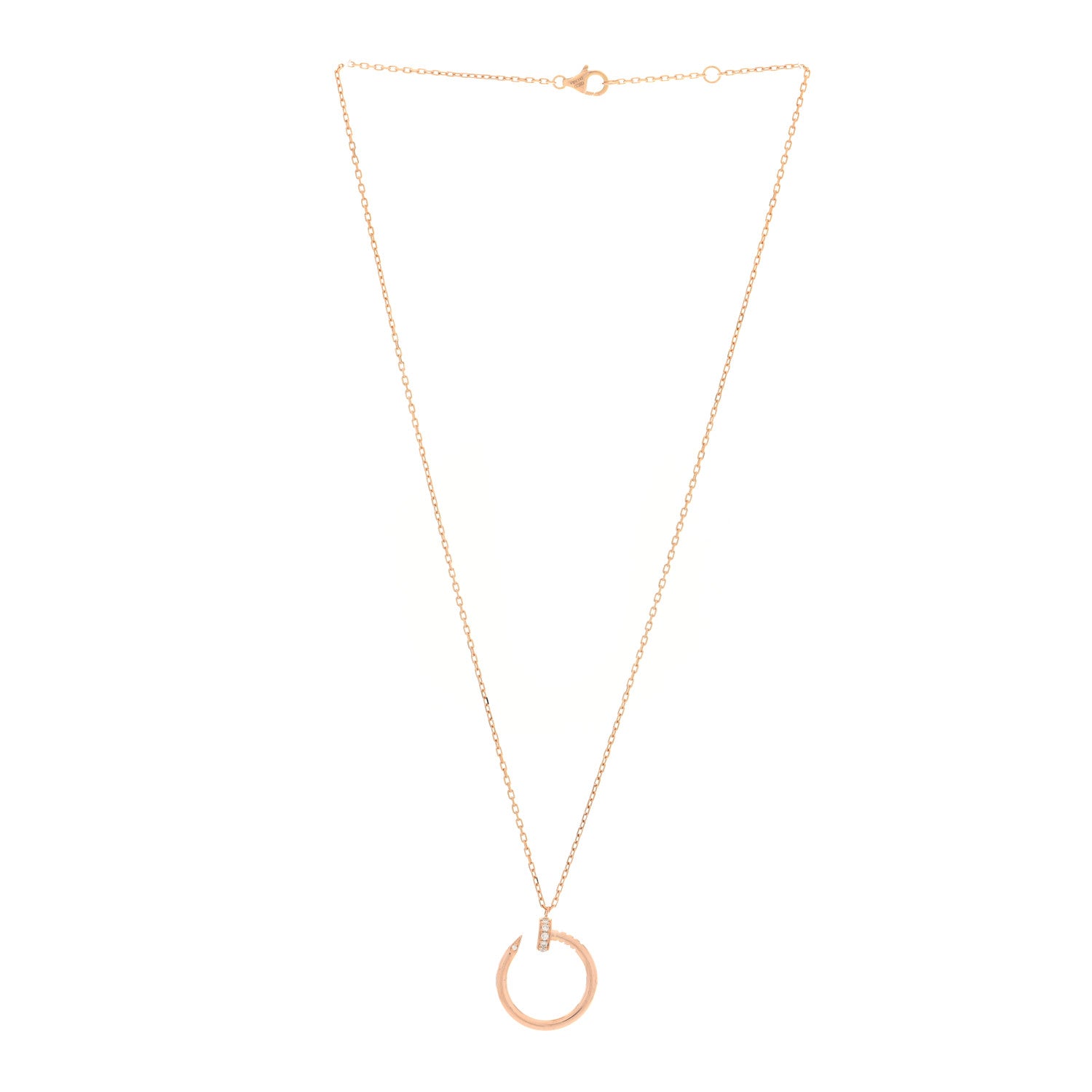 Cartier 18K Pink Gold Diamond Juste Un Clou Pendant Necklace 3 of 4