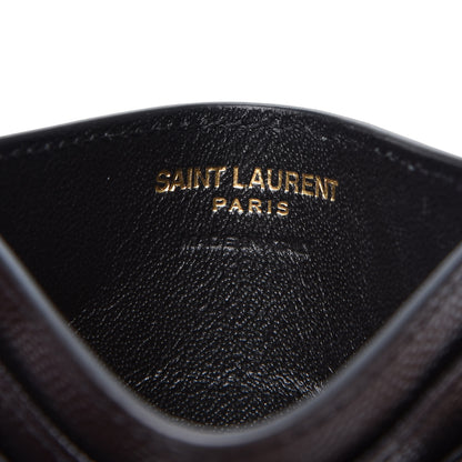 Saint Laurent Grain De Poudre Matelasse Chevron Monogram Credit Card Case Black 7 of 9