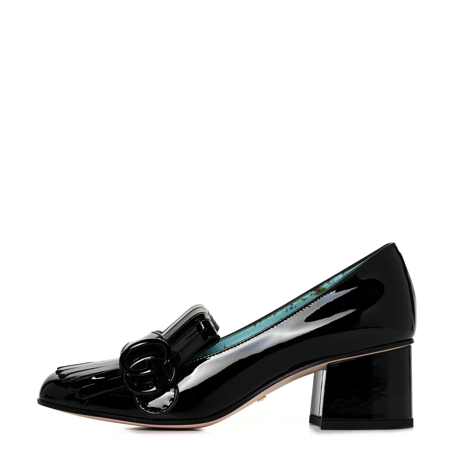 Gucci Vernice GG Marmont Fringe 50mm Loafer Pumps 35 Black 1 of 8