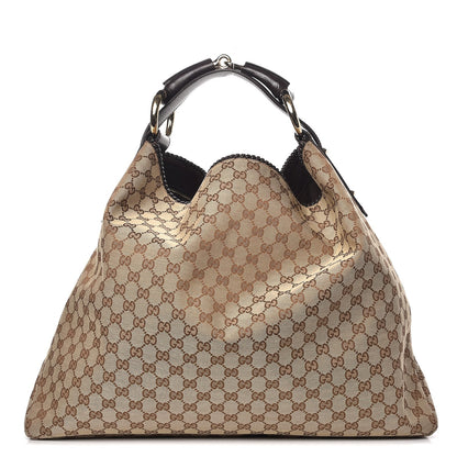 Gucci Monogram Large Horsebit Chain Hobo Dark Brown 1 of 12