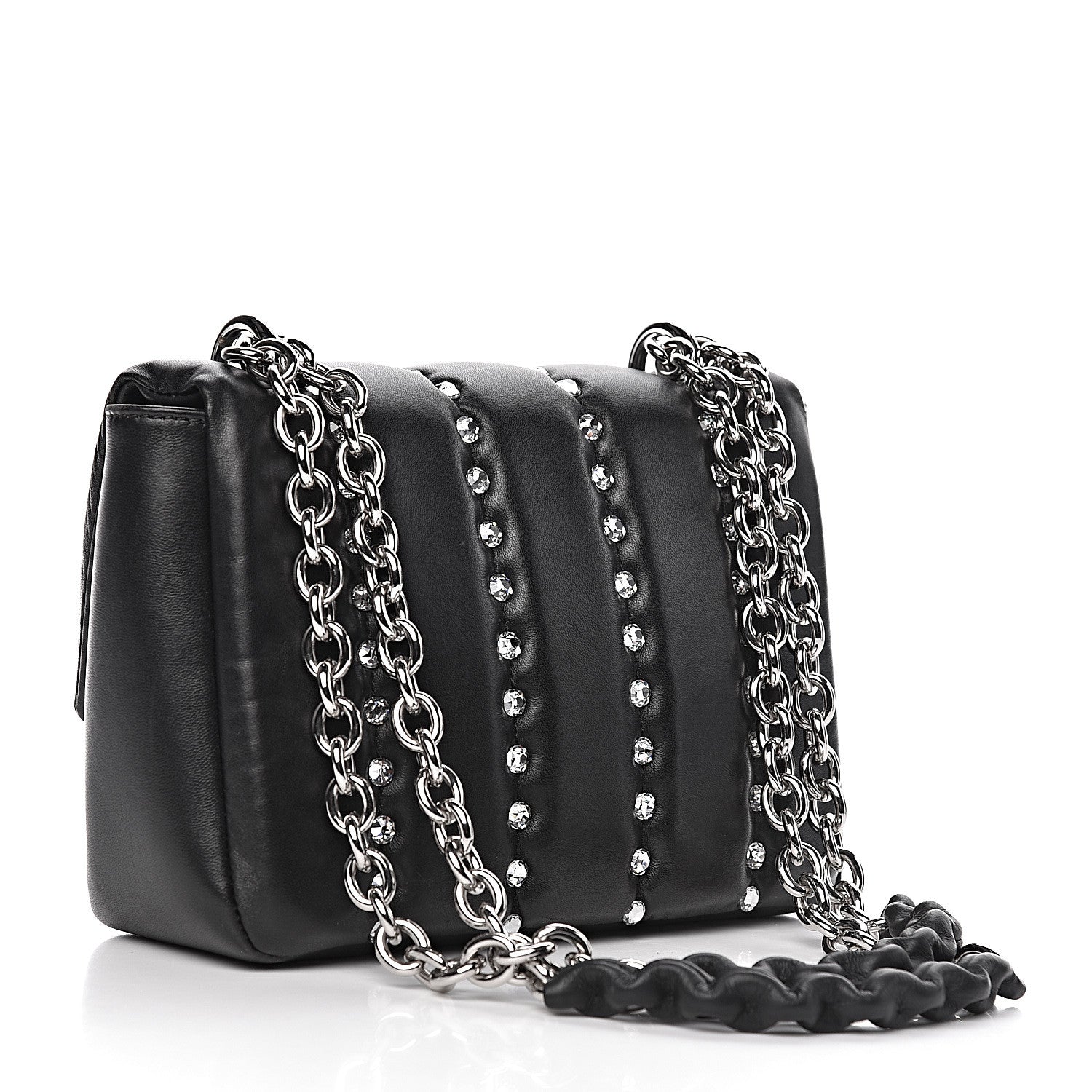 Tom Ford Lambskin Quilted Crystal Small Natalia Chain Bag Black 3 of 19