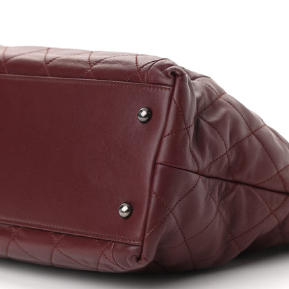 Chanel Calfskin Large Coco Pleats Tote Burgundy 9 of 12