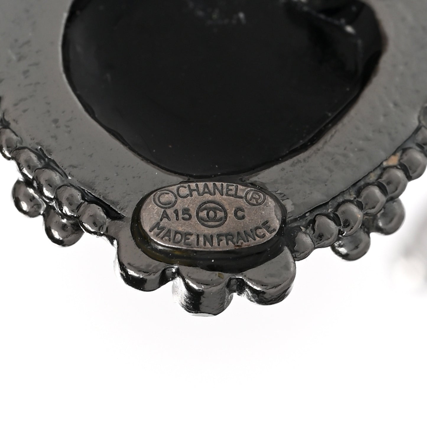 Bead CC Round Earrings Silver Black