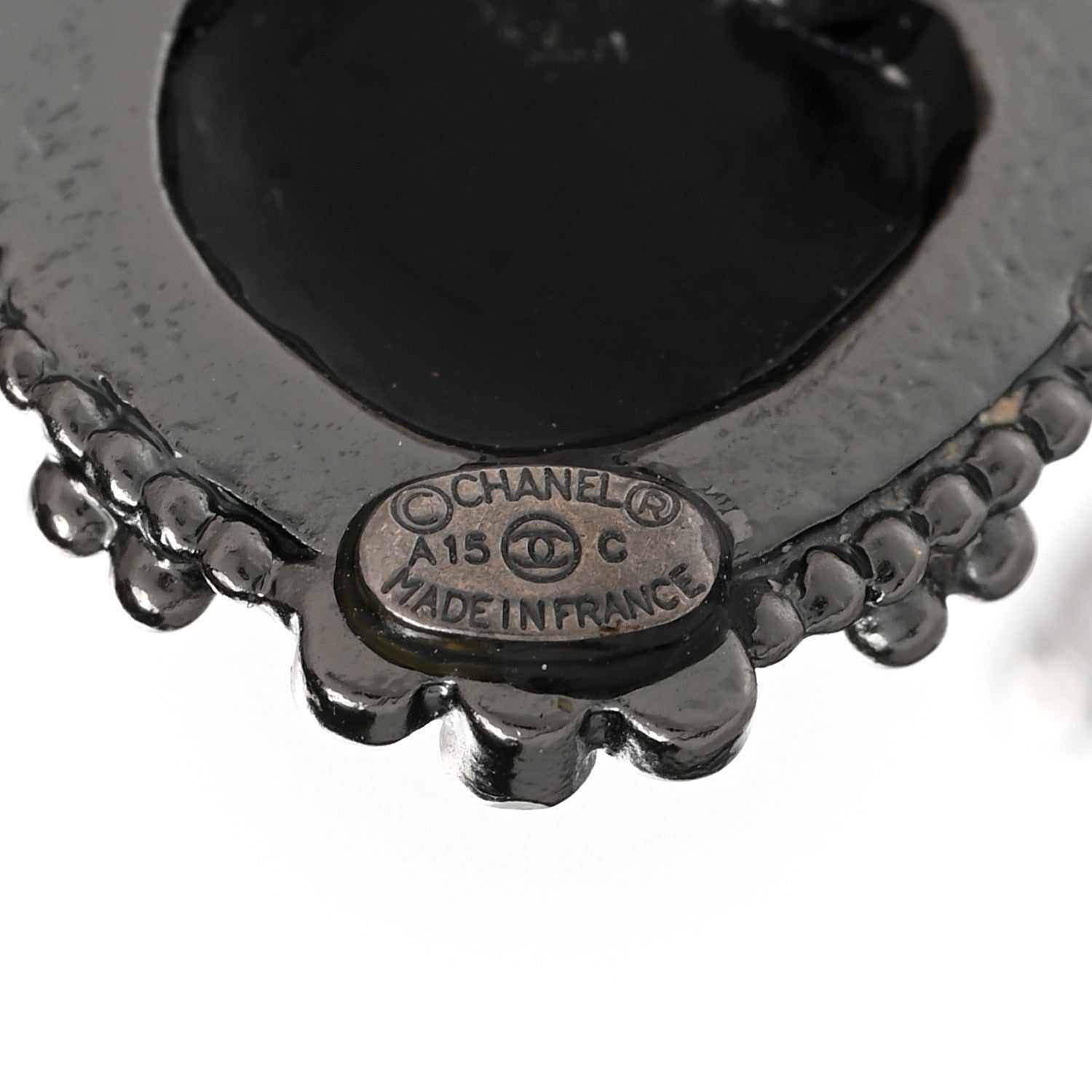 Chanel Bead CC Round Earrings Silver Black 4 of 5