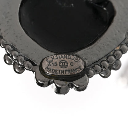 Chanel Bead CC Round Earrings Silver Black 4 of 5