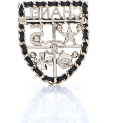 Chanel Lambskin Pearl Strass Sergeant Shield Brooch Gold 4 of 5