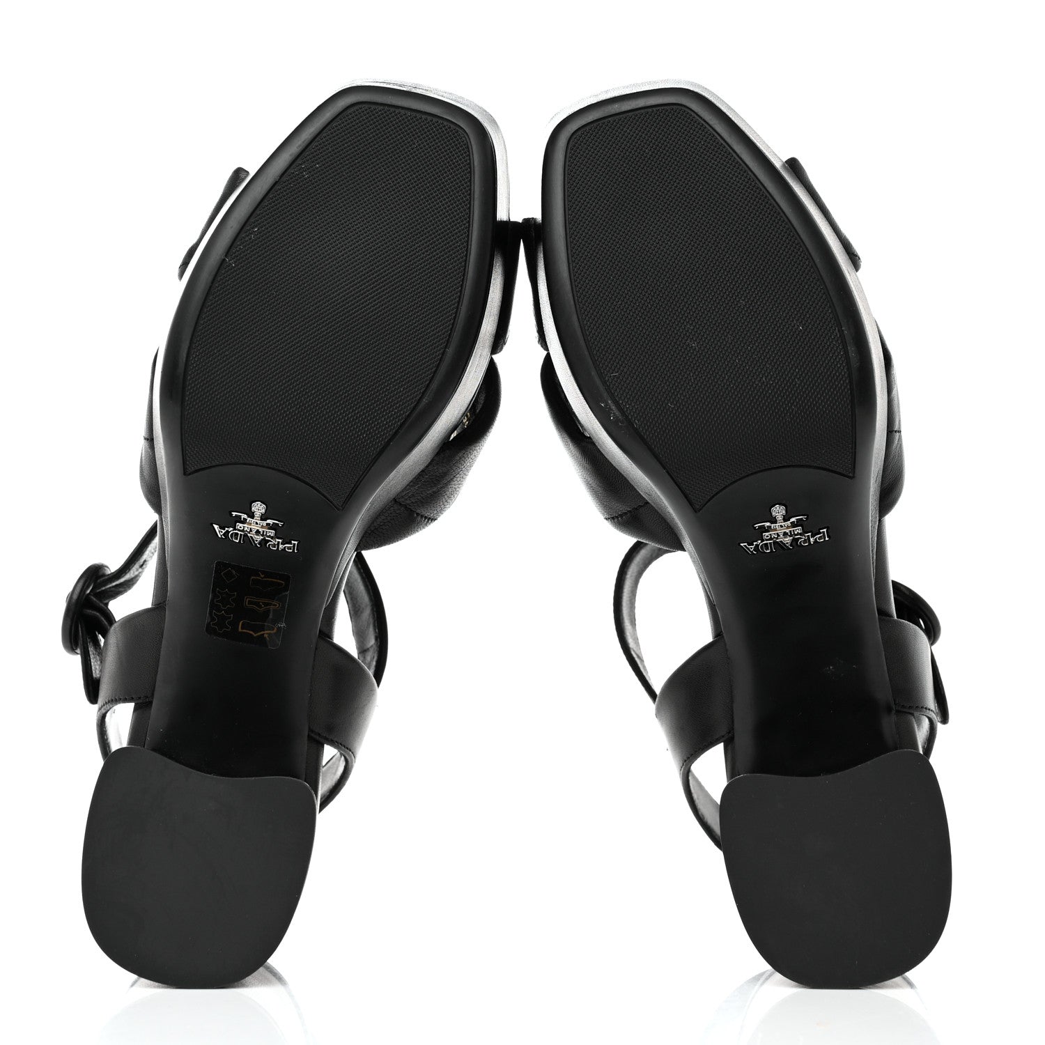 Prada Nappa Logo Quilted Crisscross Platform 20/65mm Sandals 37.5 Black 5 of 9