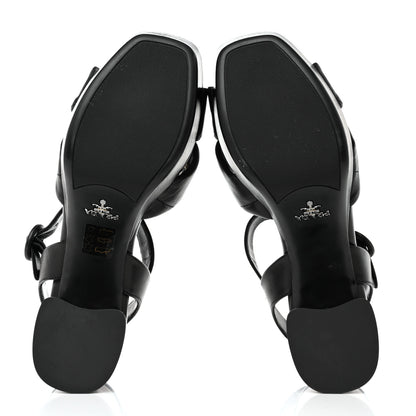 Prada Nappa Logo Quilted Crisscross Platform 20/65mm Sandals 37.5 Black 5 of 9