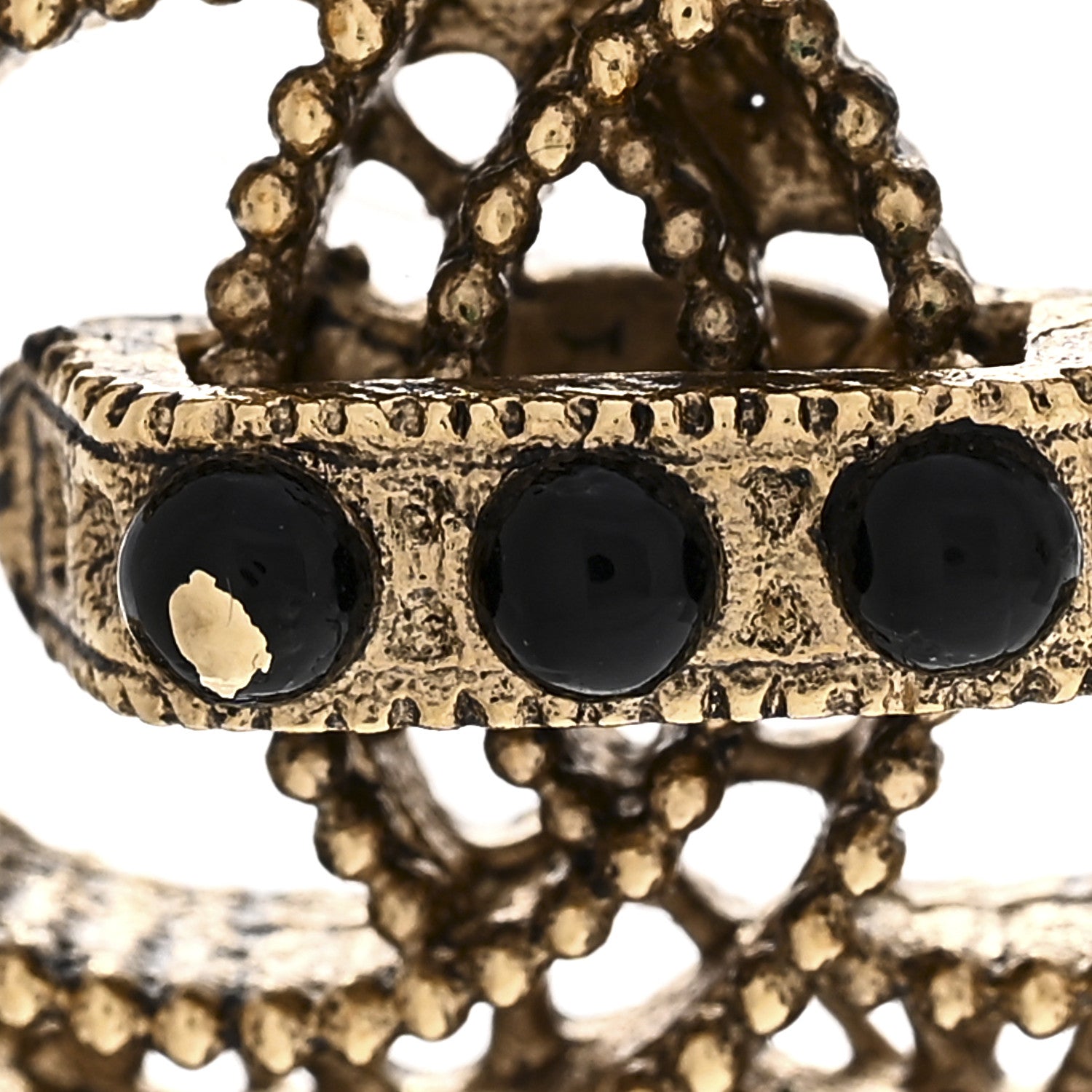 Chanel Bead CC Earrings Black Gold 5 of 6