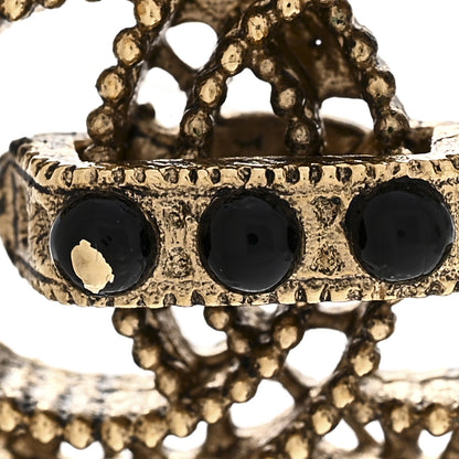 Chanel Bead CC Earrings Black Gold 5 of 6