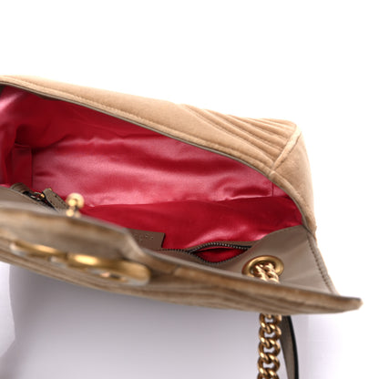 Gucci Velvet Matelasse Small GG Marmont Shoulder Bag Taupe 5 of 15