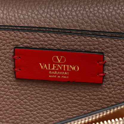 Valentino Garavani Pebbled Calfskin Rockstud Flap Wallet On Chain Poudre 6 of 10