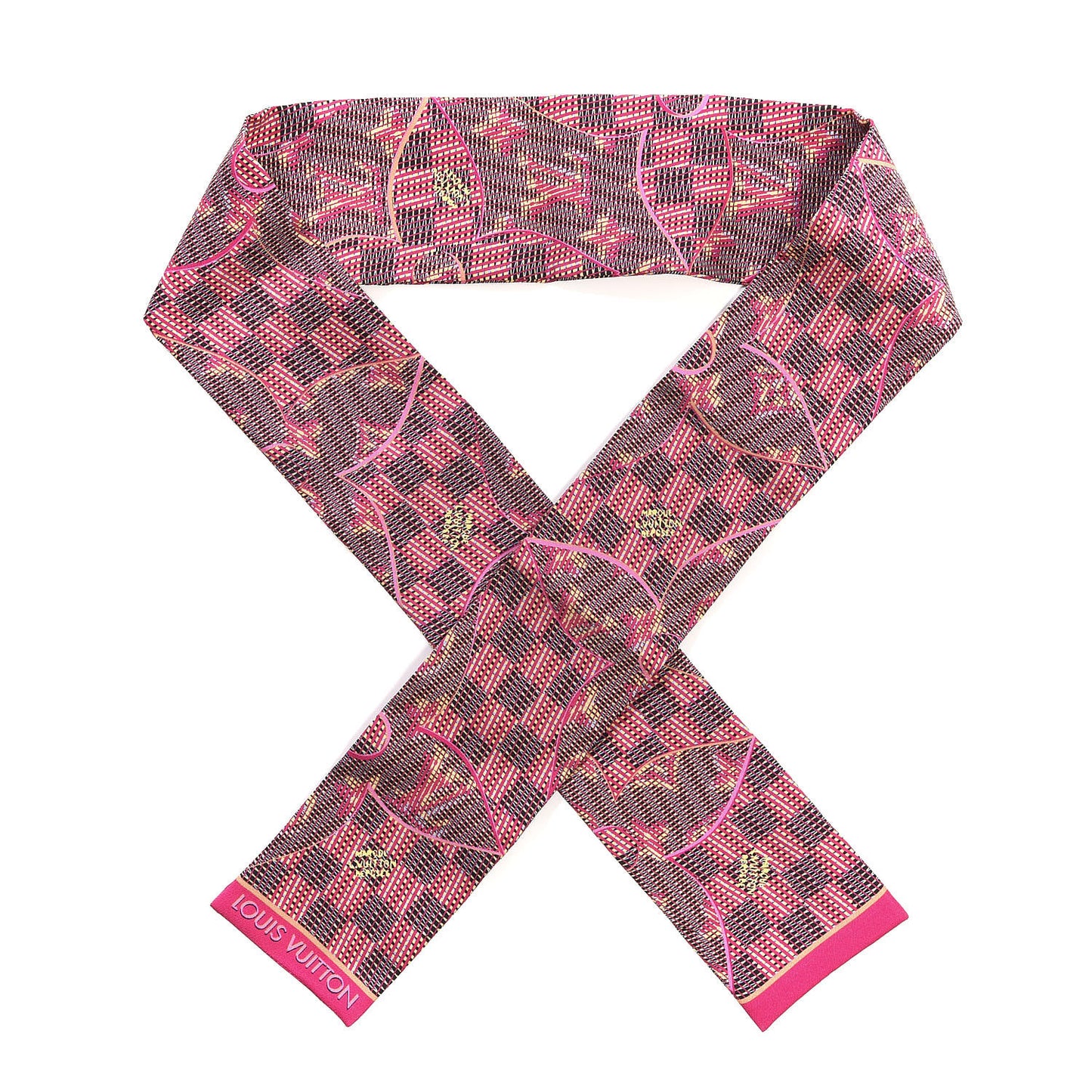 Silk Monogram Damier Pop Print Bandeau Pink